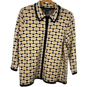 Pine Needles New York Geometric Button Front Cardigan Sweater Women's Size L